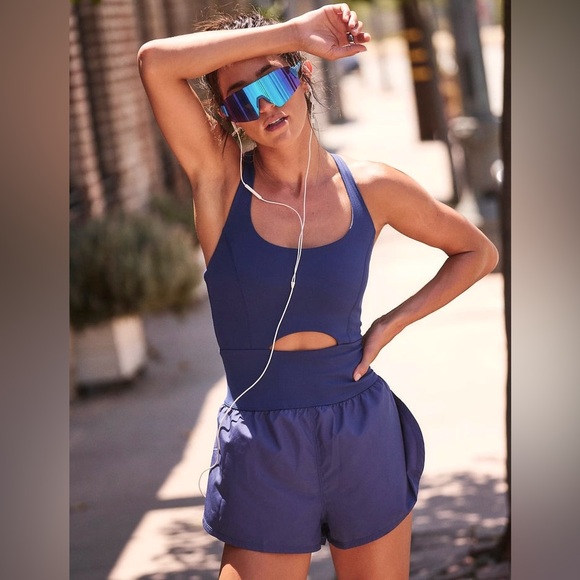 Free People Pants - Free People Righteous Runsie Romper Athletic Size Large Blue